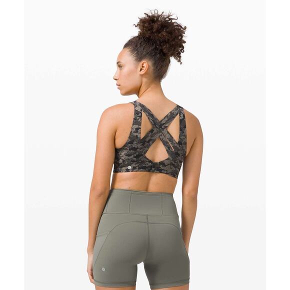 Lululemon Enlite Bra Weave High Support Collage Camo Mini Black Multi Size 32D - Picture 2 of 9